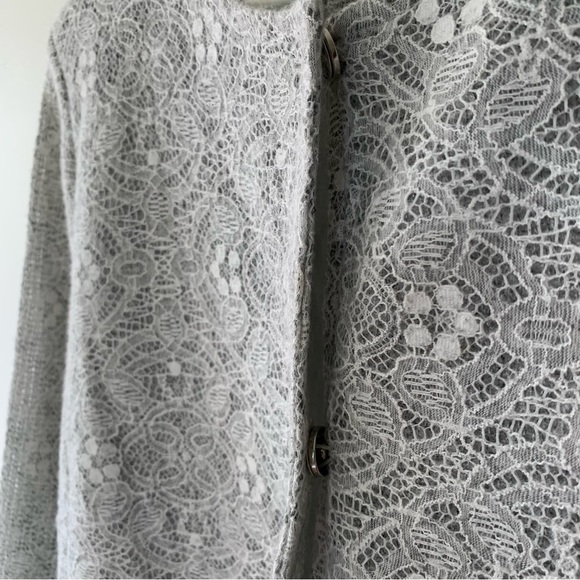 Melenara Women’s Dressy Cardigan Size Medium Grey Cream Lace Snaps Made in Italy - Picture 6 of 11